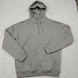 Comfrt Hoodie Mens‎ XL Gray Fleece Pullover Kangaroo Logo Sleeve Zip Pockets